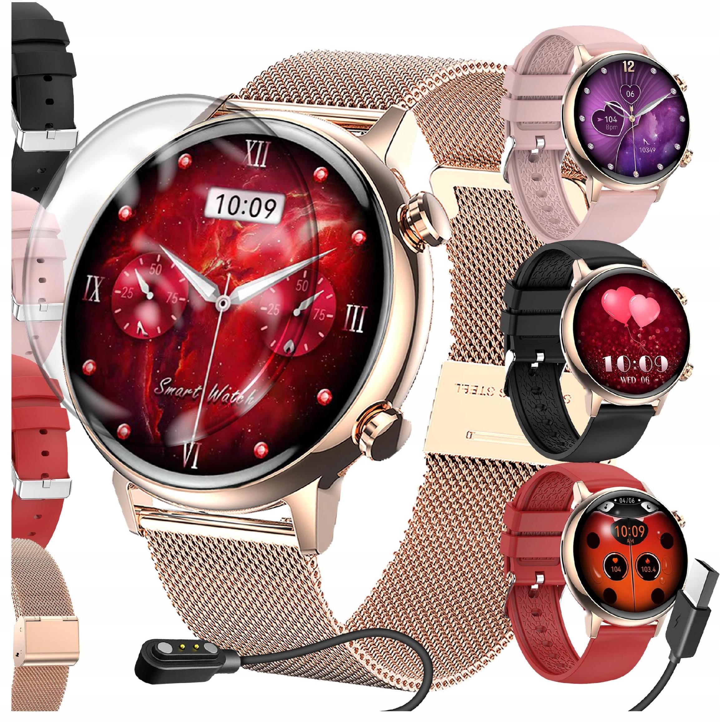 SMARTWATCH DAMSKI ZEGAREK ROZMOWY POWIADOMIENIA SPORT ZDROWIE POLSKIE MENU