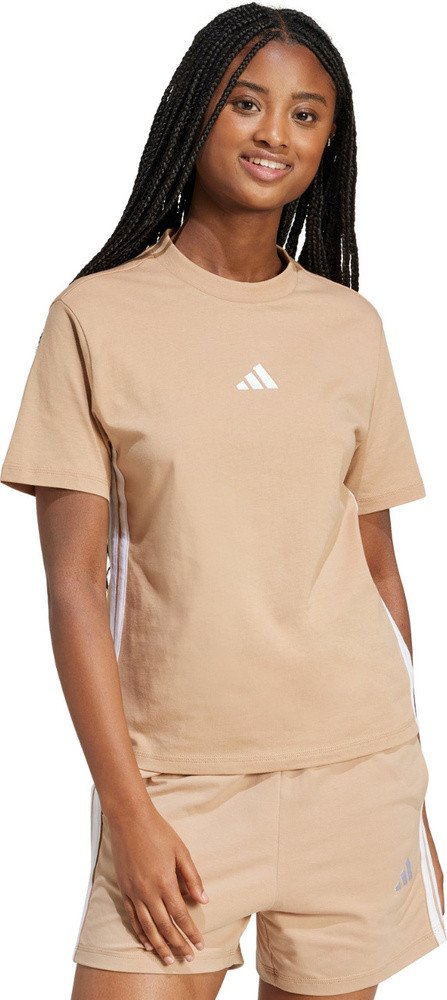 Koszulka damska adidas Essentials 3-Stripes Cotton beżowa JX7616 XS