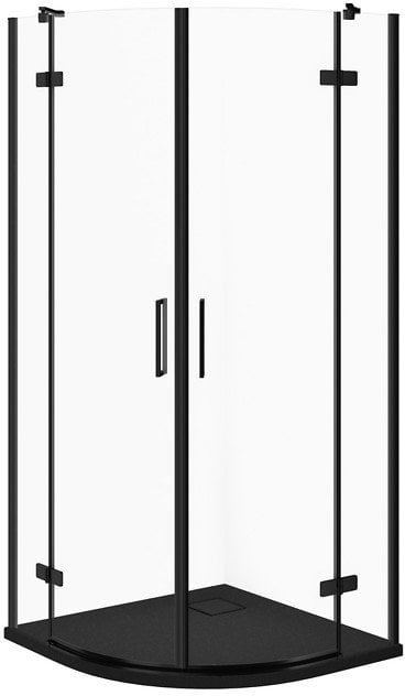 SET C631 KABINA CITY PÓŁOKR CZARNA 90X90X195+TAKO SLIM CZARNY MAT WIR