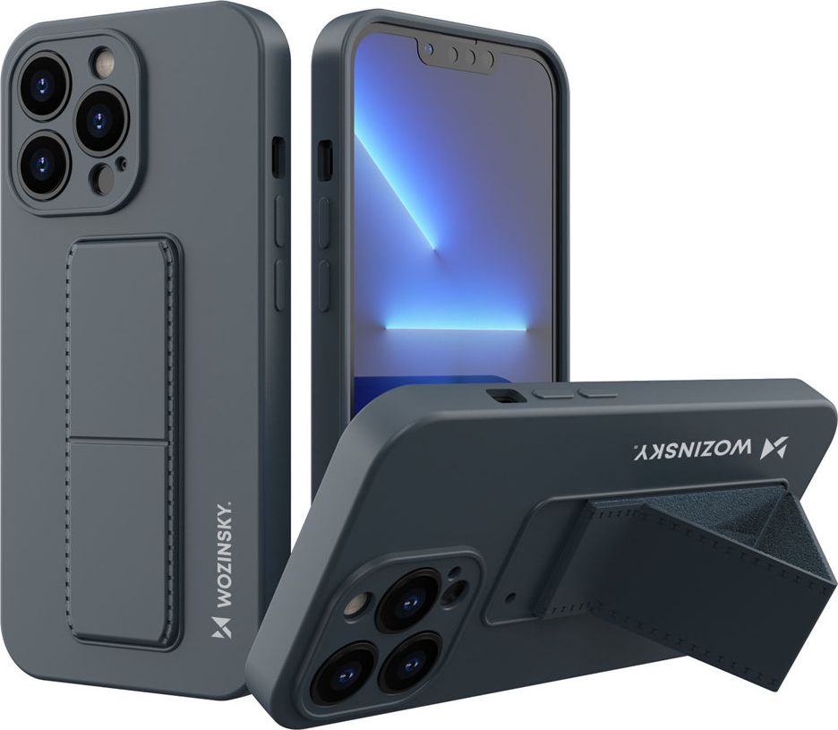 Wozinsky Kickstand Case elastyczne silikonowe etui z podstawką iPhone 13 mini granatowy