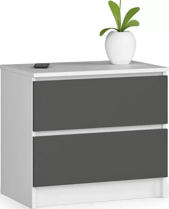 Elior Nowoczesna komoda z szufladami biała + grafit - Parin 3X