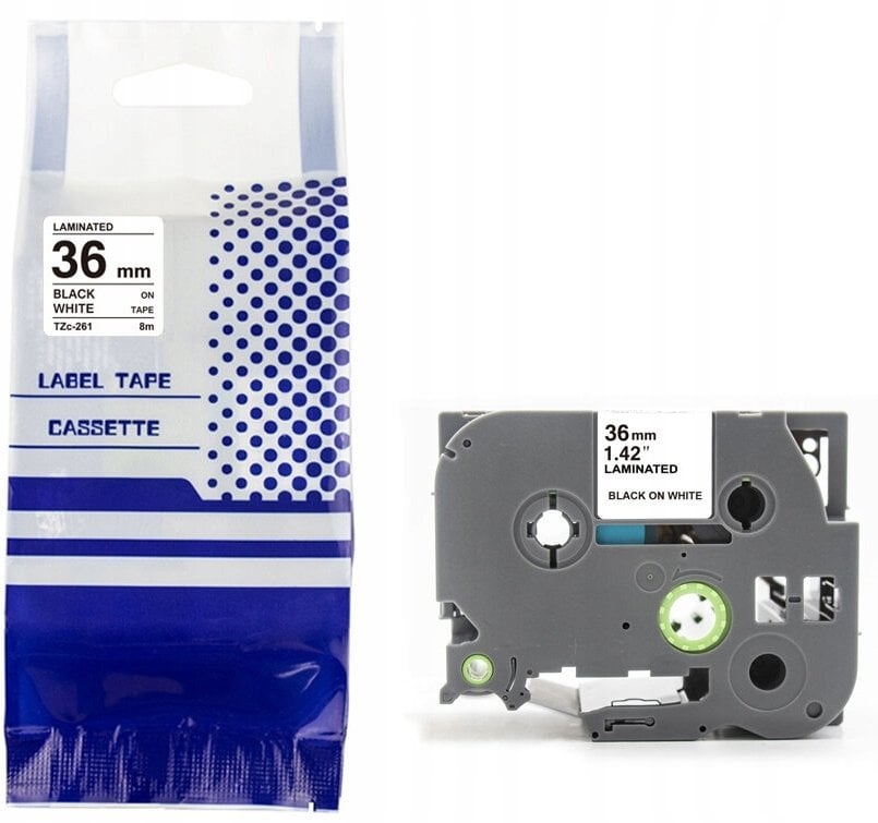 Taśma BROTHER TZE-261 36mm x 8m czarny na białym zamiennik