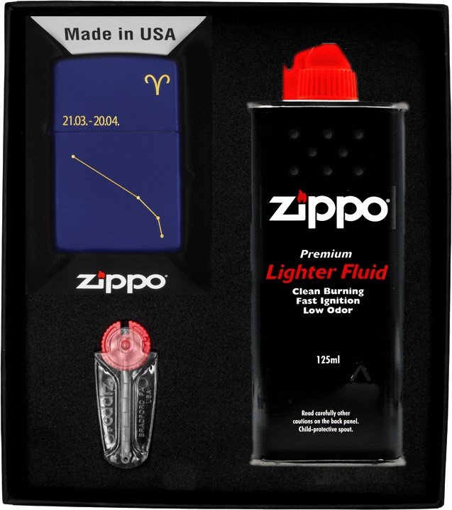Zestaw ZIPPO Zapalniczka ZODIAC ARIES DESIGN BARAN Prezentowy No1