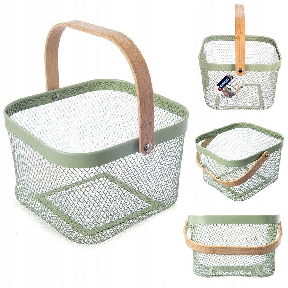 Koszyk do Przechowywania Owoców Warzyw Metalowy Zielony ORION 27x24,5 cm