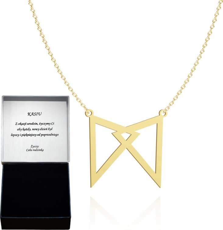 Radziszewska Jewellery Pozłacany Naszyjnik TRÓJKĄTY DEDYKACJA GRATIS