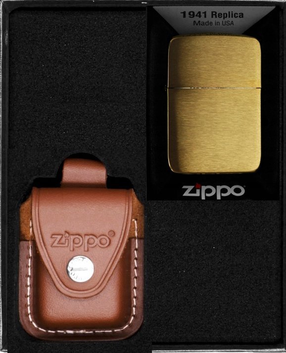 Zestaw ZIPPO Zapalniczka REPLICA BRUSH BRASS Prezentowy No2