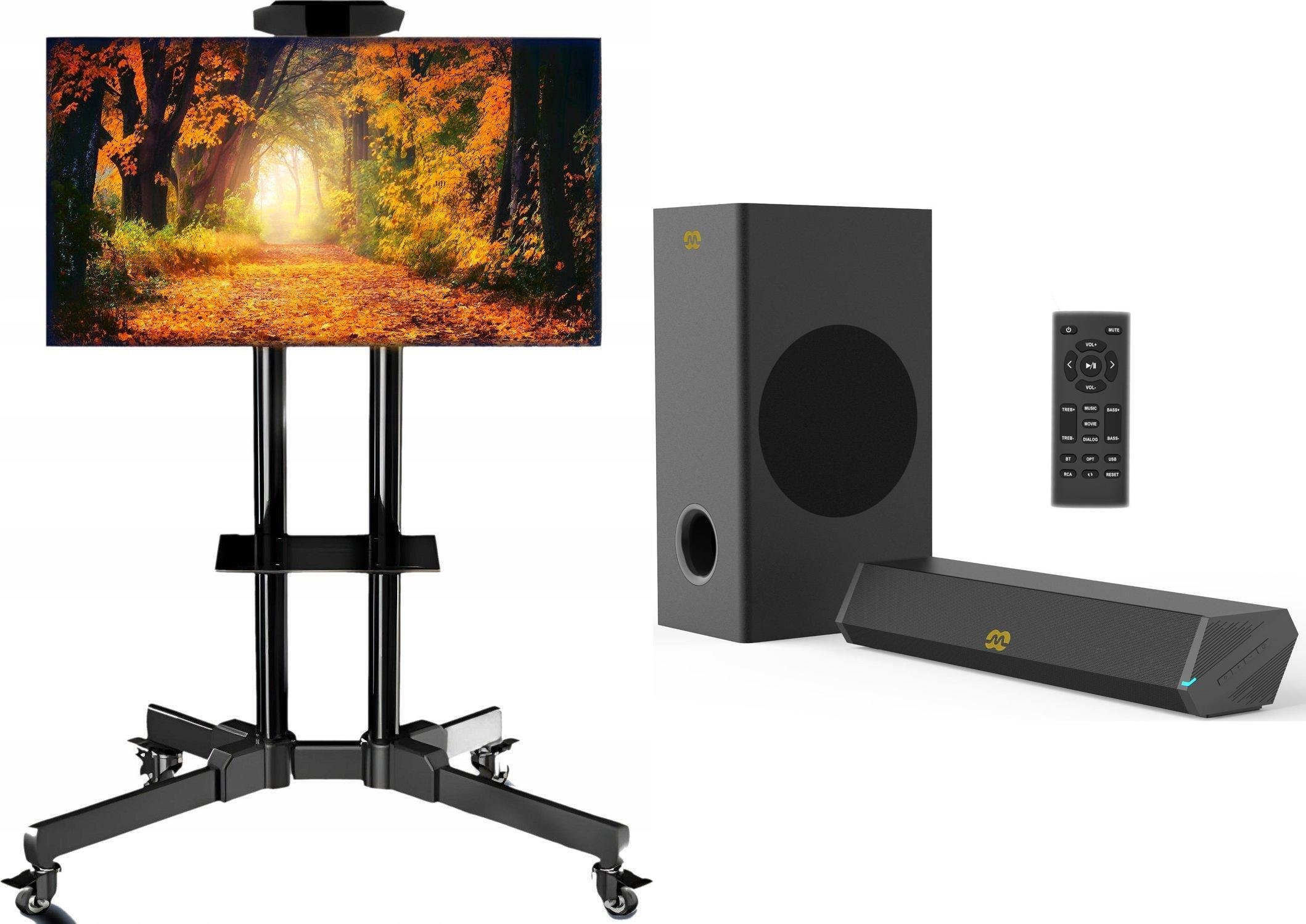 Mozos Mozos Stojak podłogowy 1500 32'' - 60'' + Głośniki komputerowe GS-BAR BT