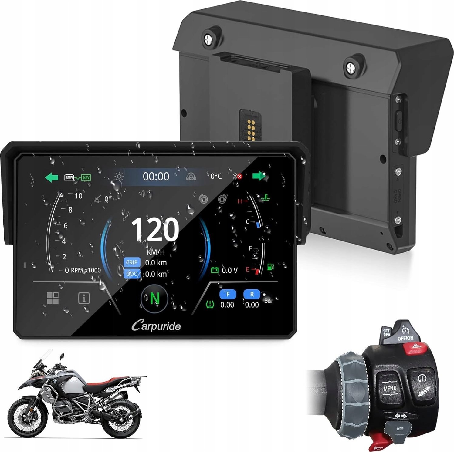 CARPURIDE W502BS Pro ekran motocyklowy BMW CarPlay i Android 5'' GPS nowy