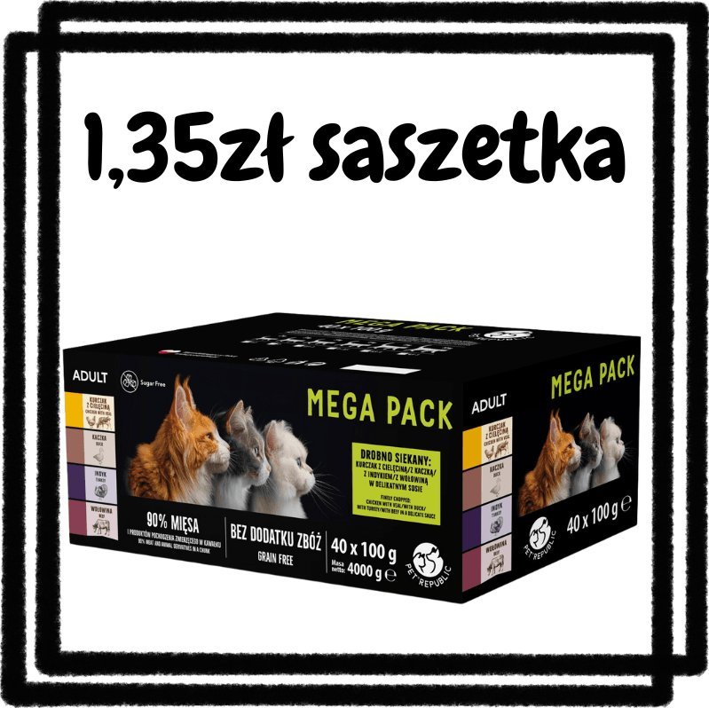 Pet Republic PetRepublic karma mokra dla kota kawałki w delikatnym sosie 40x100g
