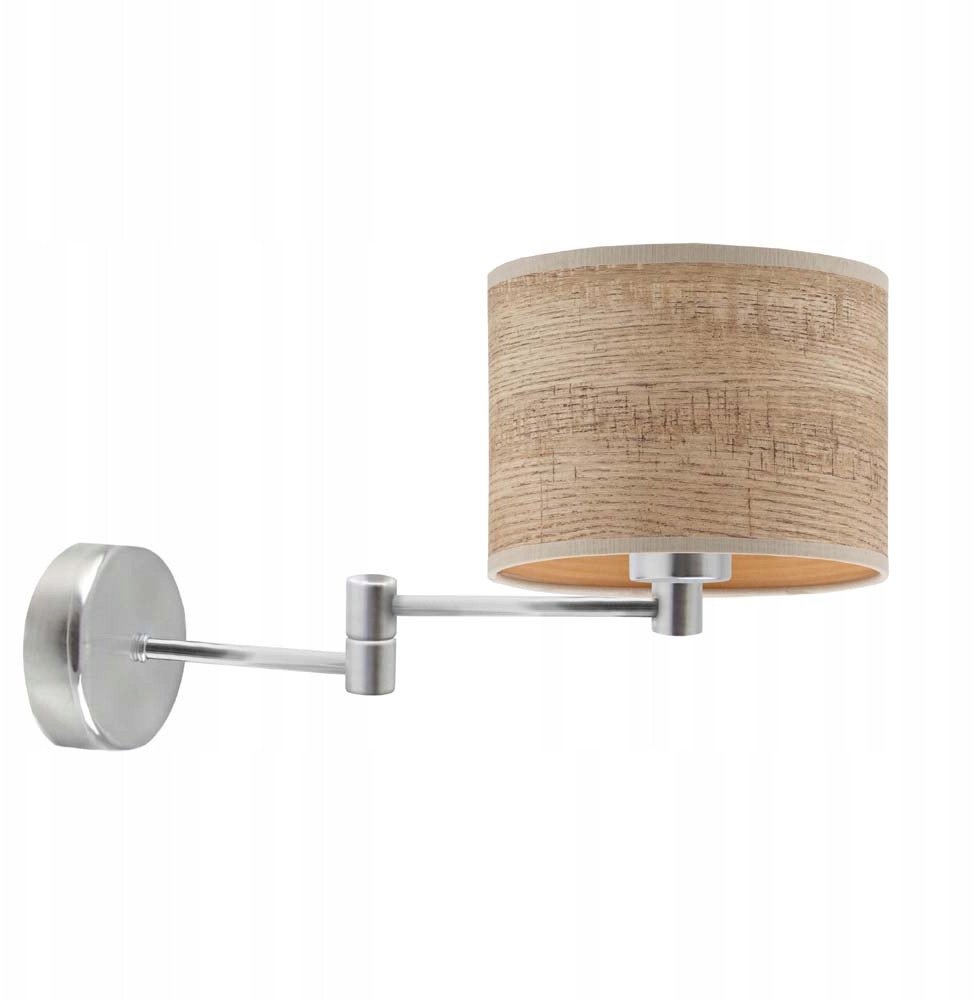 Skandynawski kinkiet na wysięgniku z regulacją prawo-lewo BRAGE ECO abażur fornir walec E27 LED