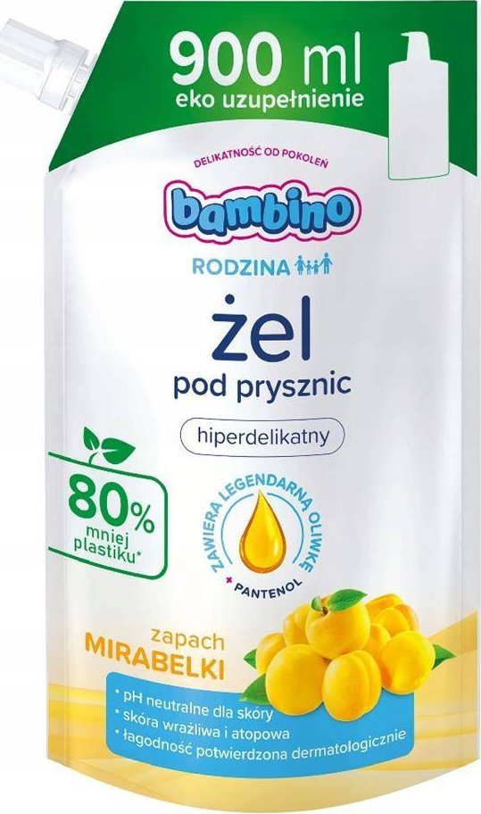 BAMBINO_Rodzina żel pod prysznic hiperdelikatny o zapachu mirabelki REFILL 900ml