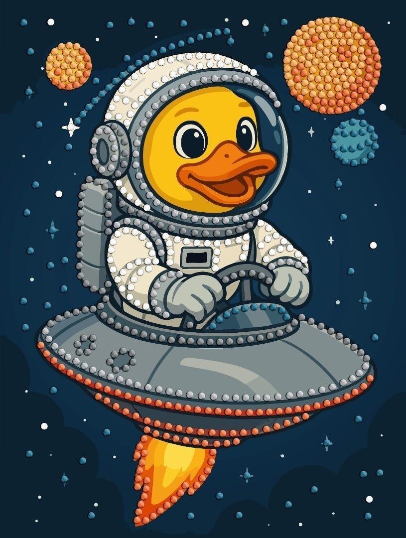 Diamentowa mozaika - Kaczka w kosmosie 15x20cm