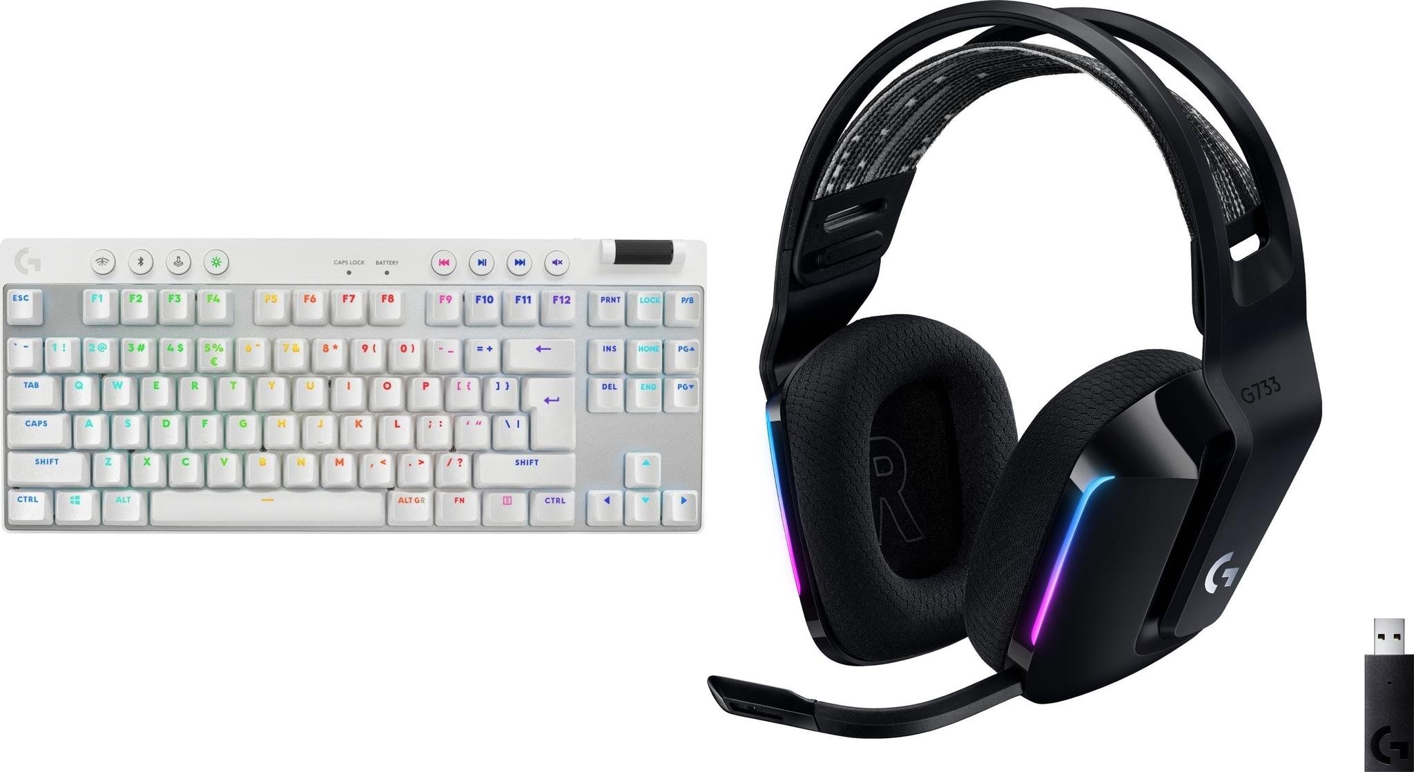 Klawiatura Logitech PRO X TKL Lightspeed GX Brown (920-012148) + G733 Lightspeed Czarne (981-000864)