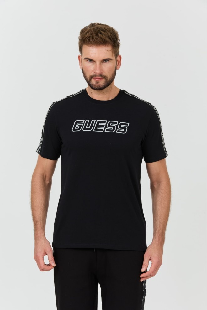 GUESS Czarny męski t-shirt Arlo Cn, Rozmiar S