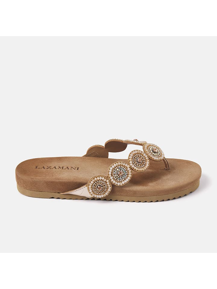 Lazamani Skórzane japonki w kolorze złotym rozmiar: 41