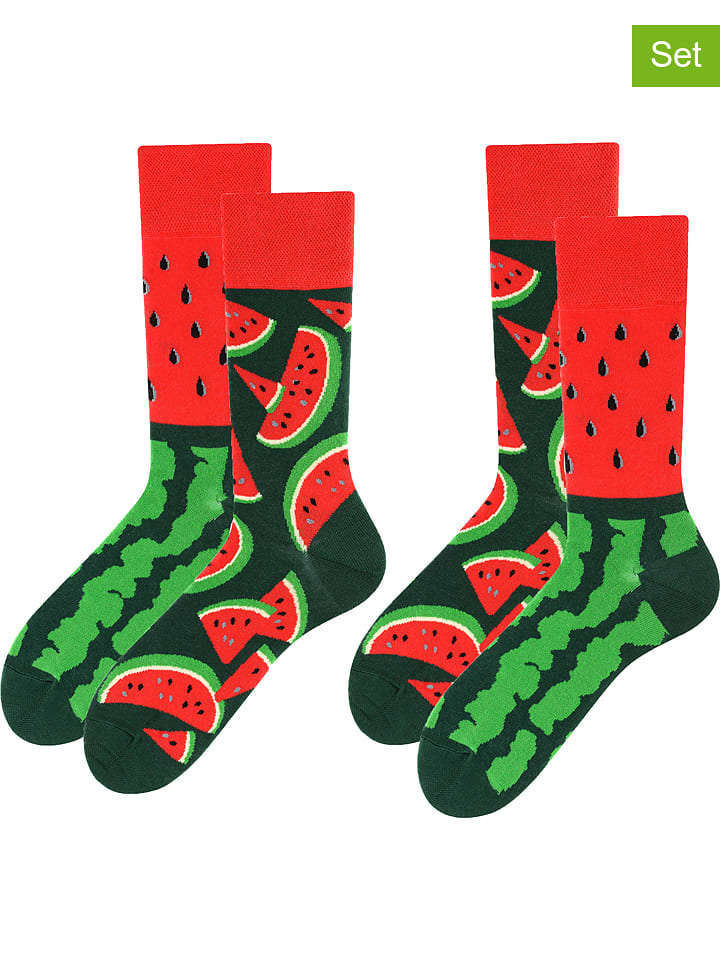 TODO SOCKS Skarpety (2 pary) w kolorze czerwonym i ciemnozielonym rozmiar: 43-46