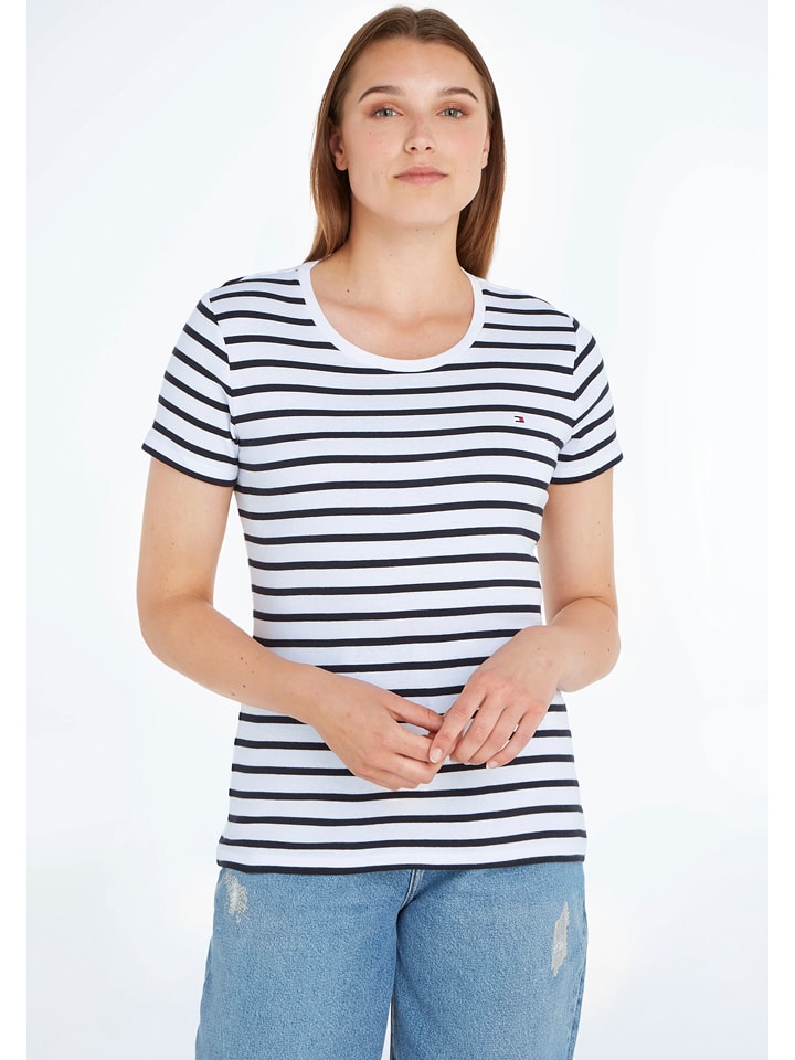 Tommy Hilfiger Koszulka w kolorze biało-granatowym rozmiar: XS