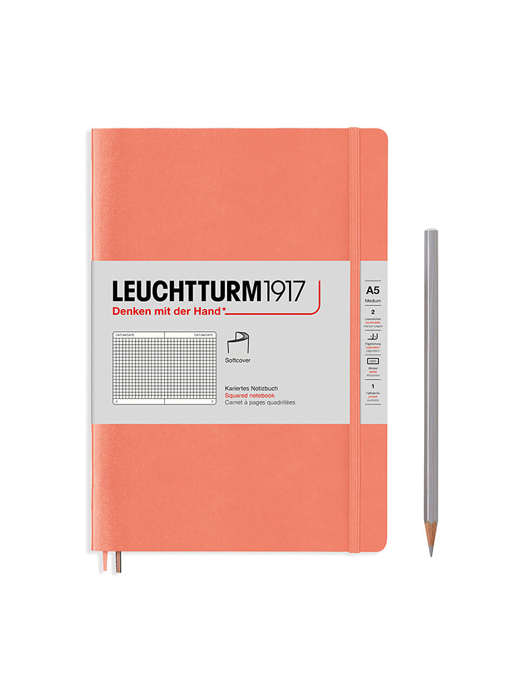 LEUCHTTURM1917 Notatnik w kolorze brzoskwiniowym w kratkę - A5 rozmiar: onesize