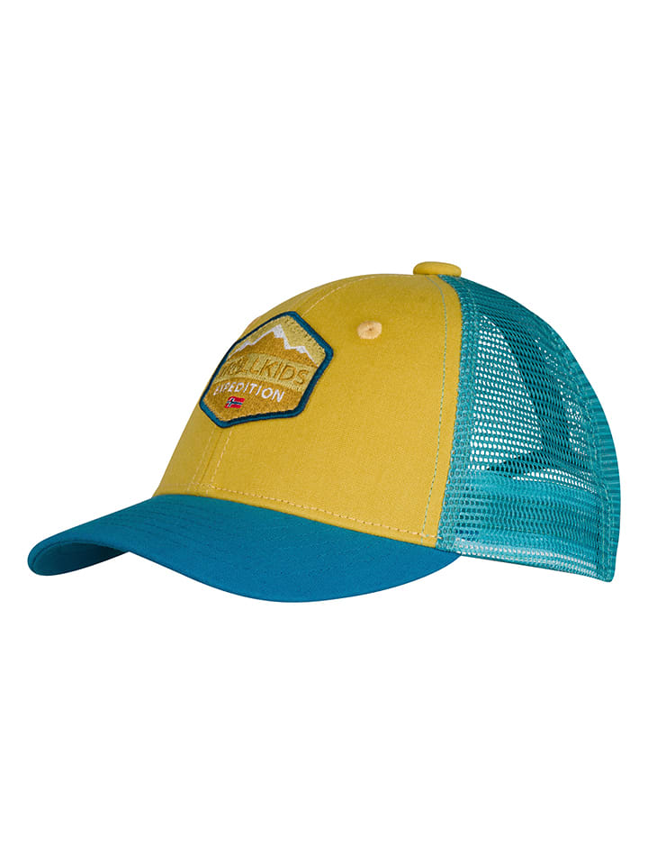 Trollkids Czapka "Femund" w kolorze niebiesko-żółtym rozmiar: 48-52 cm