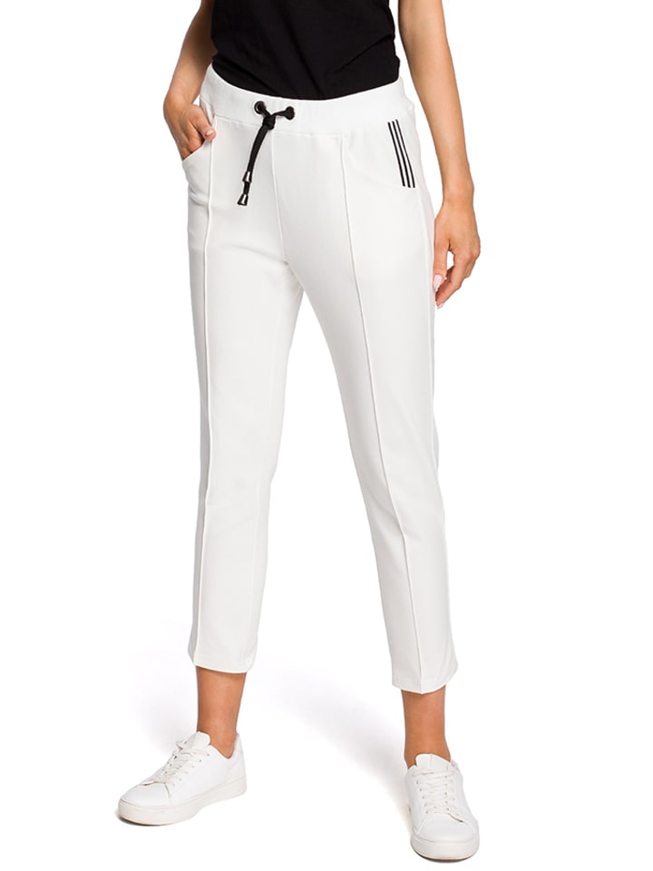 made of emotion Spodnie w kolorze kremowym rozmiar: L