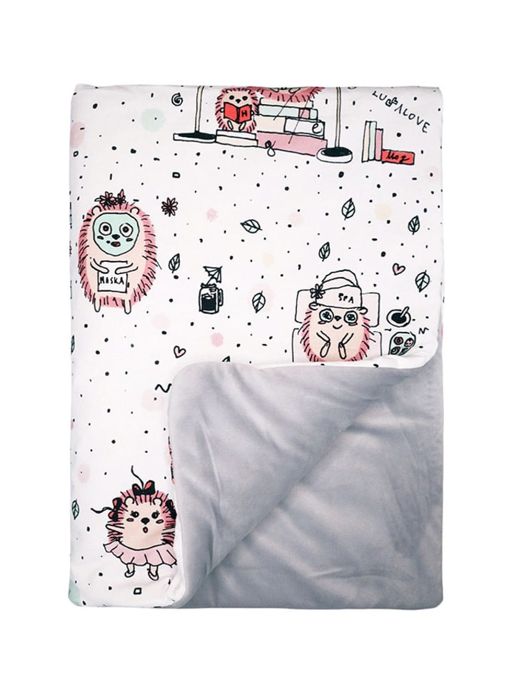 Lullalove Kołdra "Hedgehog" w kolorze biało-jasnoróżowym rozmiar: 80x100 cm