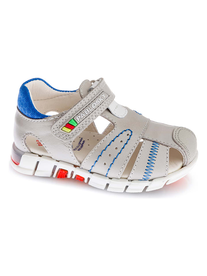 Skórzane półsandały w kolorze szarym