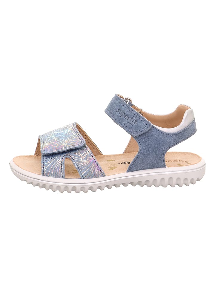 superfit Skórzane sandały w kolorze srebrno-niebieskim rozmiar: 37