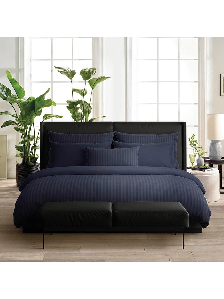 Cacharel textiles Komplet pościeli satynowej w kolorze granatowym rozmiar: 140x200 cm