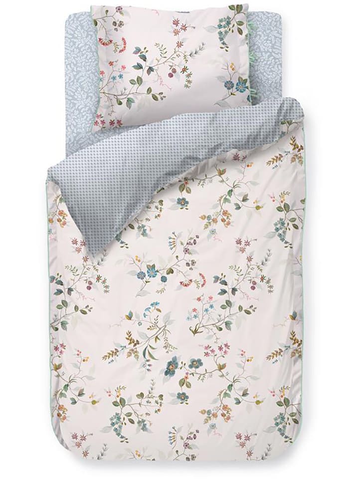 PiP Studio Komplet pościeli perkalowej "Kawai Flower" w kolorze białym ze wzorem rozmiar: 200x200/220 cm