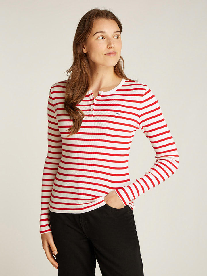 TOMMY JEANS Koszulka w kolorze biało-czerwonym rozmiar: S