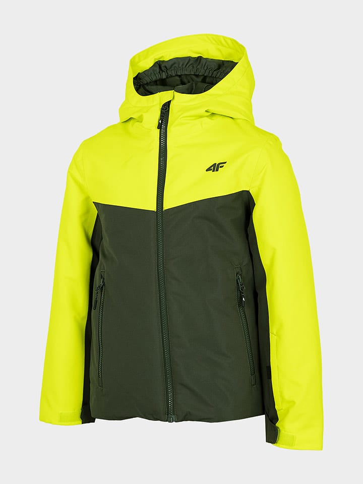 Kurtka narciarska w kolorze żółto-oliwkowym