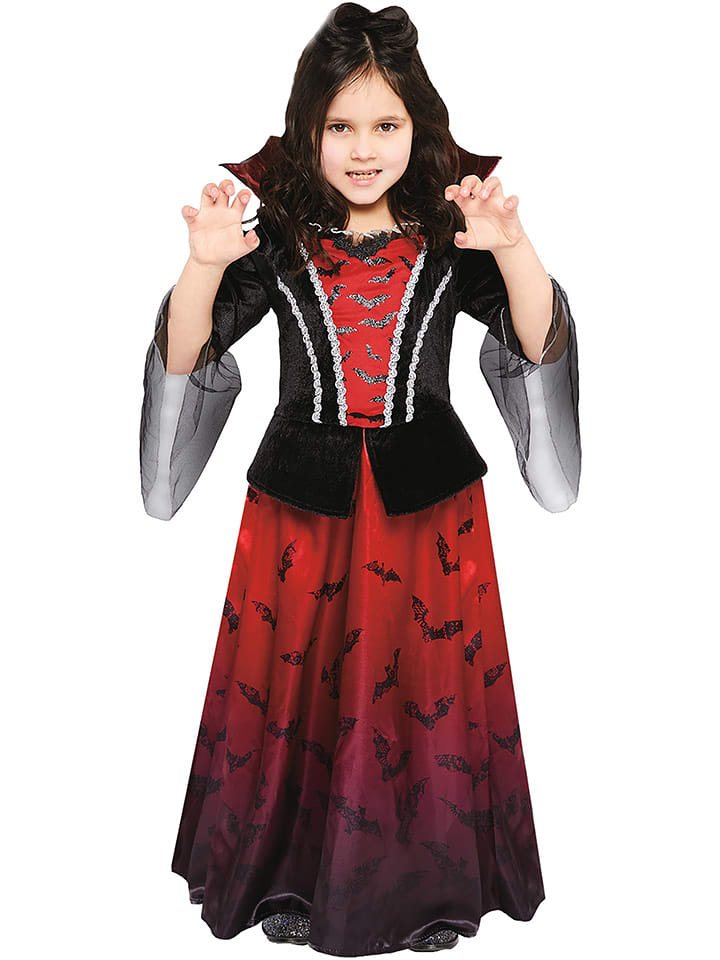 amscan Sukienka dziecięca "Vampiress" w kolorze czarno-czerwonym rozmiar: 98/104
