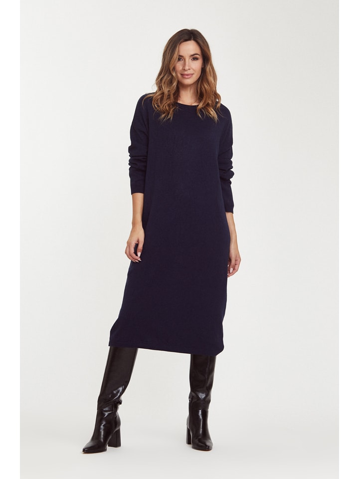 Sukienka dzianinowa "Carline" w kolorze granatowym