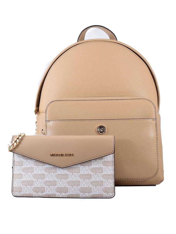 Michael Kors Skórzany plecak w kolorze beżowym - 19 x 30 x 12 cm rozmiar: onesize