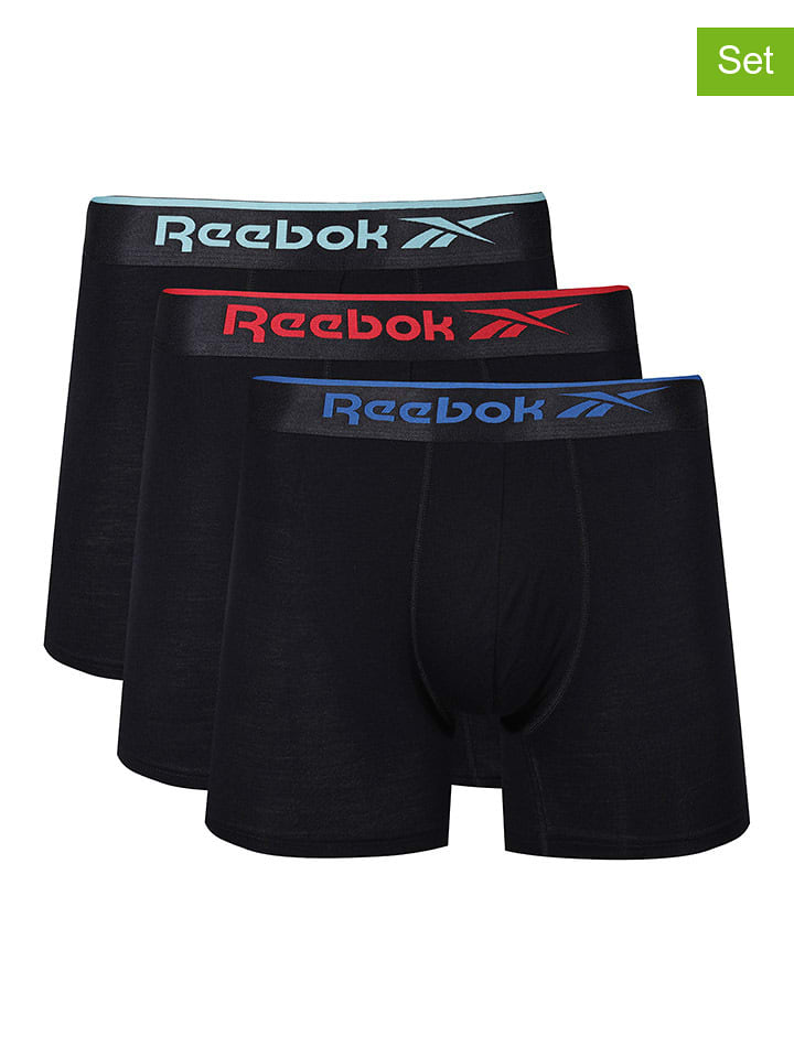 Reebok Bokserki (3 pary) "Doig" w kolorze czarnym ze wzorem rozmiar: XL