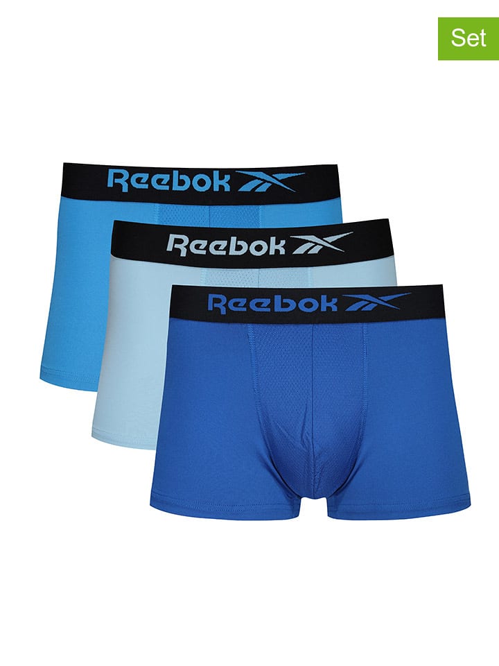 Reebok Bokserki (3 pary) "Antone" w kolorze niebiesko-błękitnym rozmiar: L