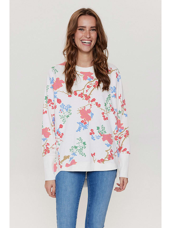 NÜMPH Bluza "Nunikola" w kolorze biało-różowo-zielonym rozmiar: M