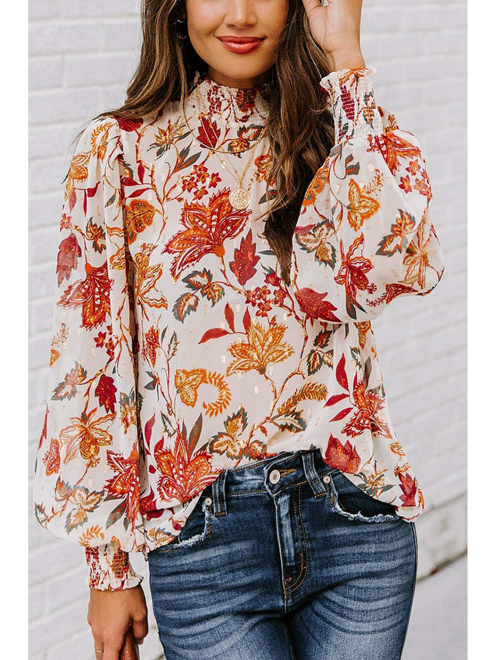 Milan Kiss Bluzka w kolorze kremowym ze wzorem rozmiar: L