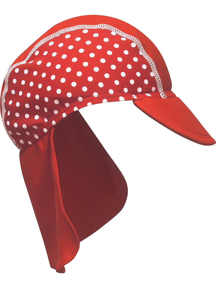 Playshoes Czapka w kolorze czerwono-białym z osłoną karku rozmiar: 49 cm