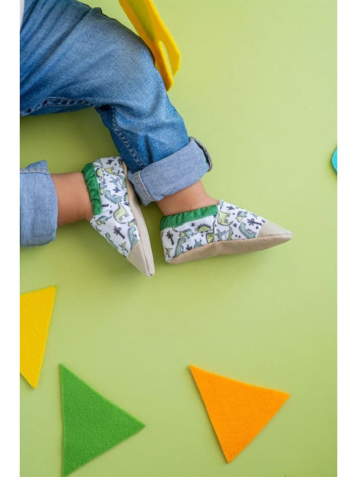 First Step Buty "Dino" w kolorze biało-zielonym do raczkowania rozmiar: 22