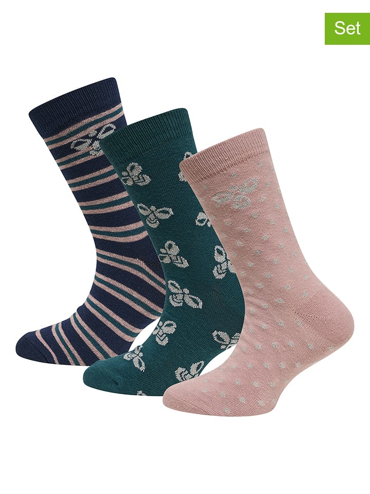 Skarpetki antypoślizgowe (3 pary) "Alfie" w kolorze jasnoróżowym i zielonym