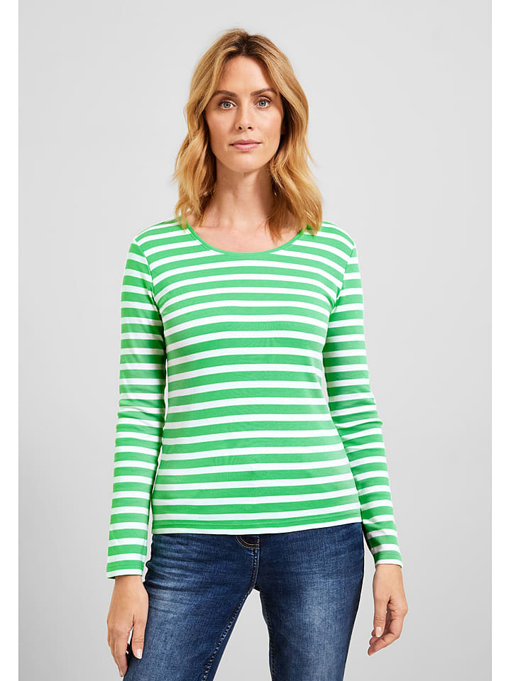 Cecil Koszulka "Pia" w kolorze zielono-białym rozmiar: L