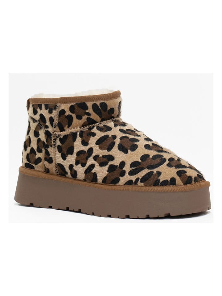 NICEBAY Skórzane botki "Mina" w kolorze beżowo-brązowym rozmiar: 39