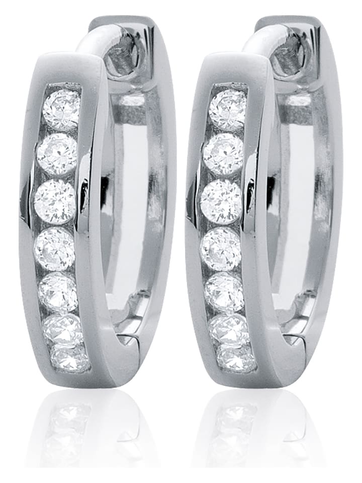 Srebrne kolczyki-kreole z cyrkoniami