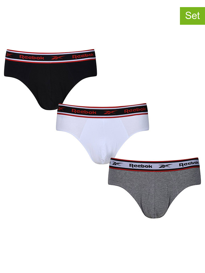 Reebok Slipy (3 pary) "Chase" w kolorze białym, czarnym i jasnoszarym rozmiar: L