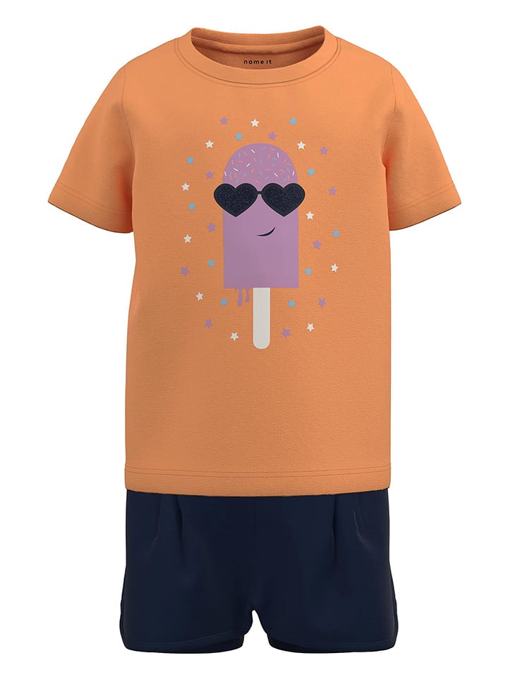 name it 2-częściowy zestaw "Joelean" w kolorze czarno-pomarańczowym rozmiar: 104