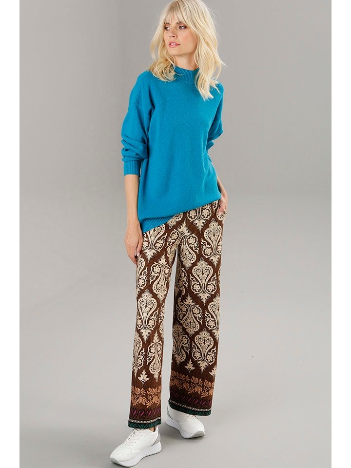 Aniston Spodnie w kolorze ciemnobrązowo-beżowym rozmiar: 44