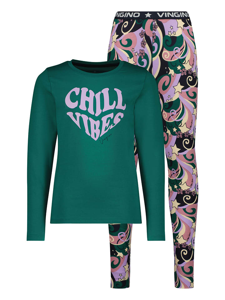 Vingino Piżama "Wende" w kolorze zielonym ze wzorem rozmiar: 110/116