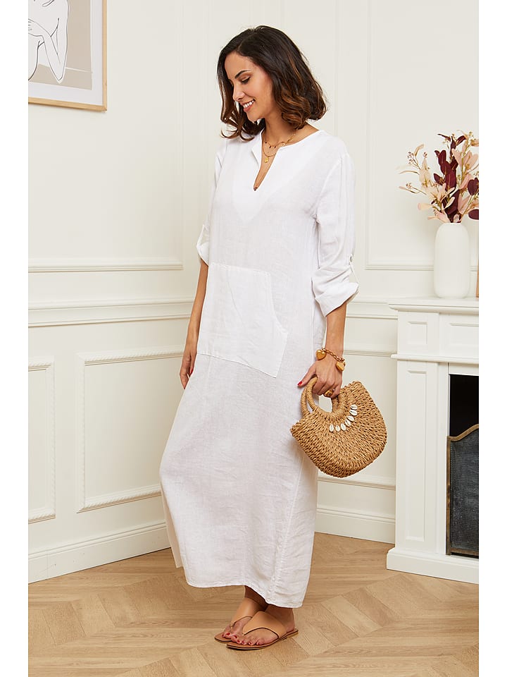 Le Monde du Lin Lniana sukienka w kolorze białym rozmiar: 34/36