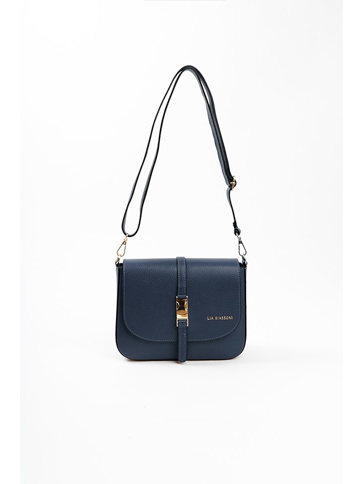 Lia Biassoni Skórzana torebka w kolorze granatowym - 24 x 18 x 8 cm rozmiar: onesize